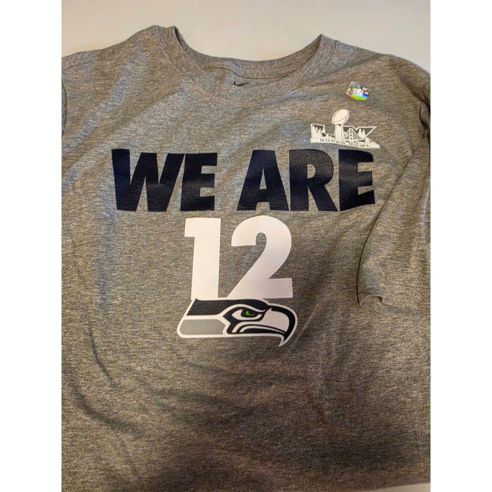 Nike Seattle Seahawks We Are 12 Super Bowl XLIX Gray T-Shirt Mens XL New